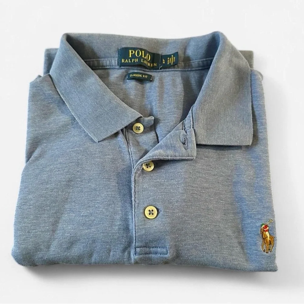 Polo Ralph Lauren Classic Fit Blue Pony Logo Shirt Mens Large Preppy Classic - Picture 5 of 5